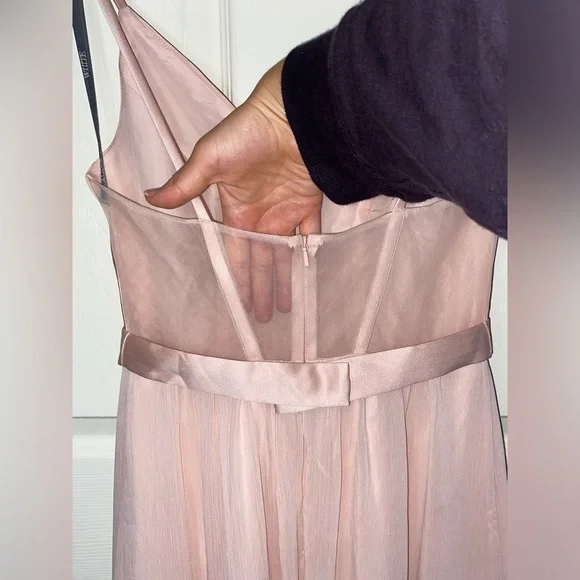 White by Vera Wang Bridesmaid Maxi Dress  Blush Pink  Flowy  Size 2  Wedding